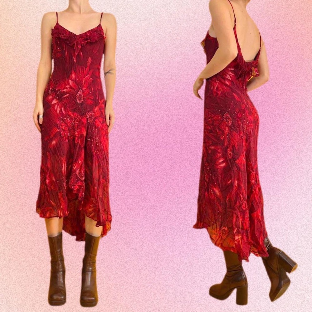 romantic Red hibiscus dress